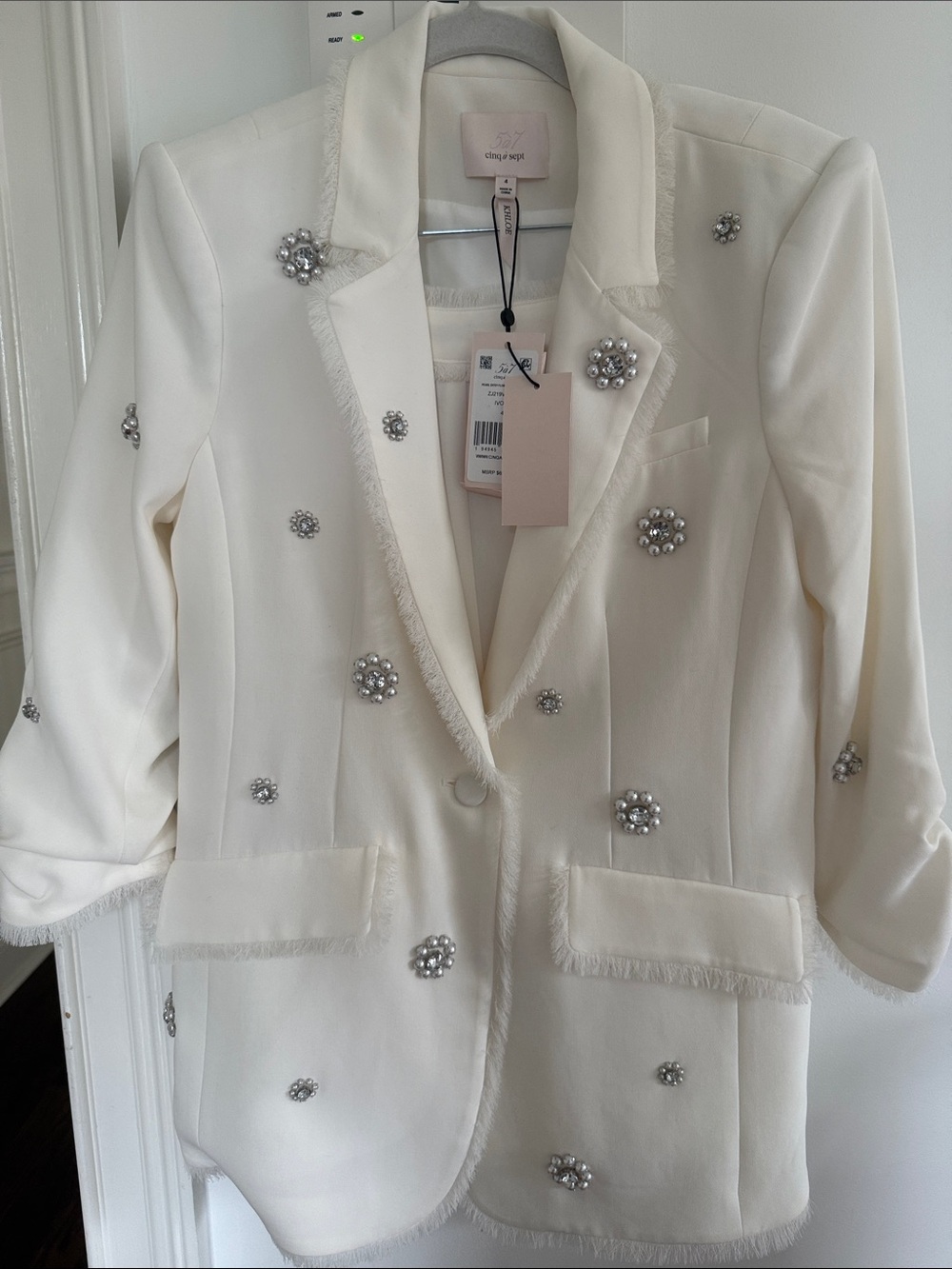 cinq a sept Ivory Pearl-Cluster Blazer BONUS matching shorts